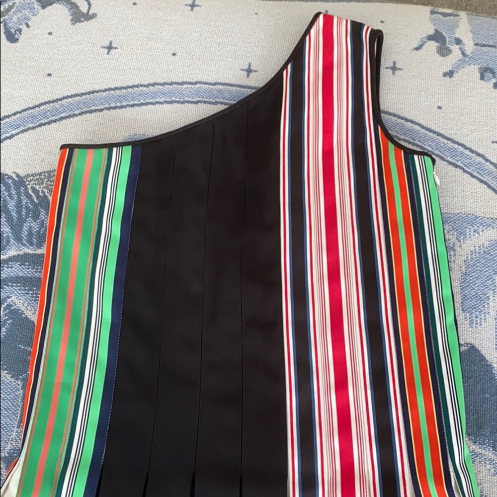 Diane von Furstenberg One Shoulder Ribbon Striped